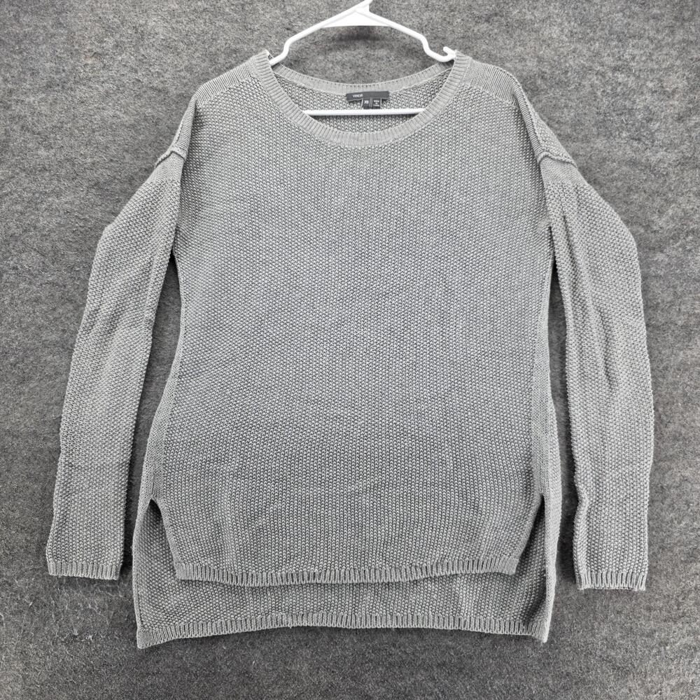 Vince Sweater Womens Small Gray Cotton Cashmere High Low Tunic Pullover Knit
